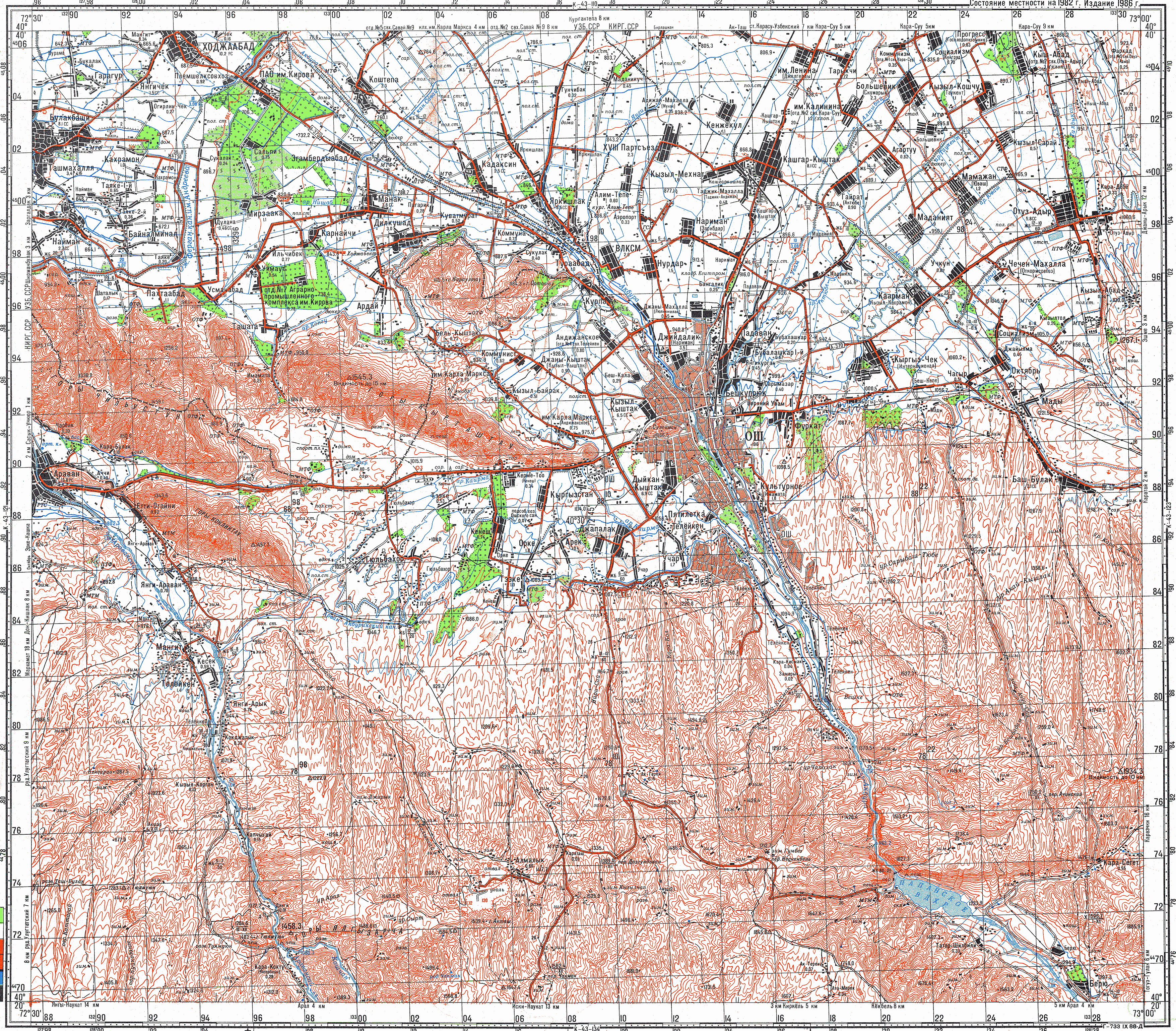 Карта ошской области