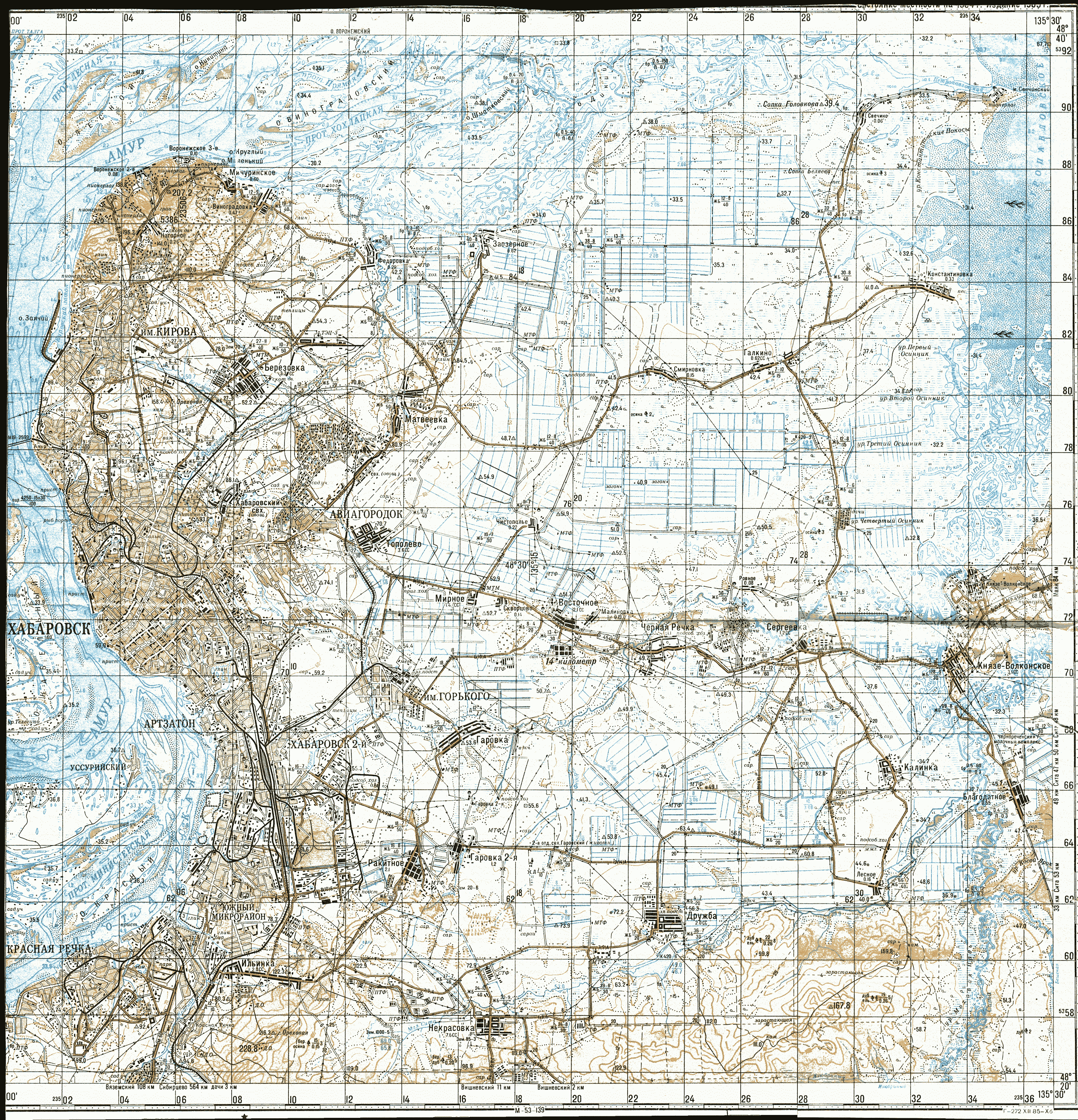 Топографическая карта хабаровска