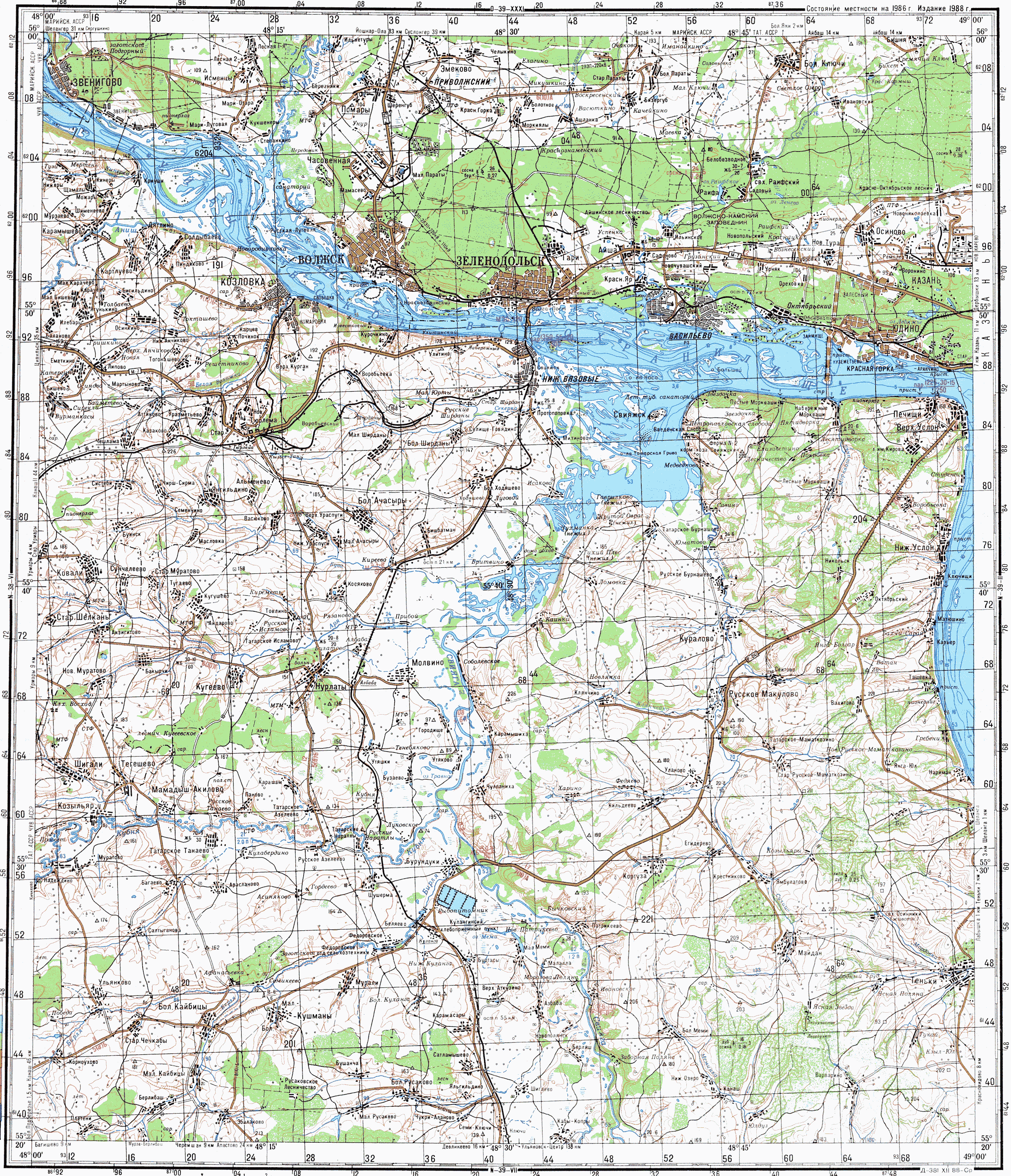 Топографическая карта татарстана