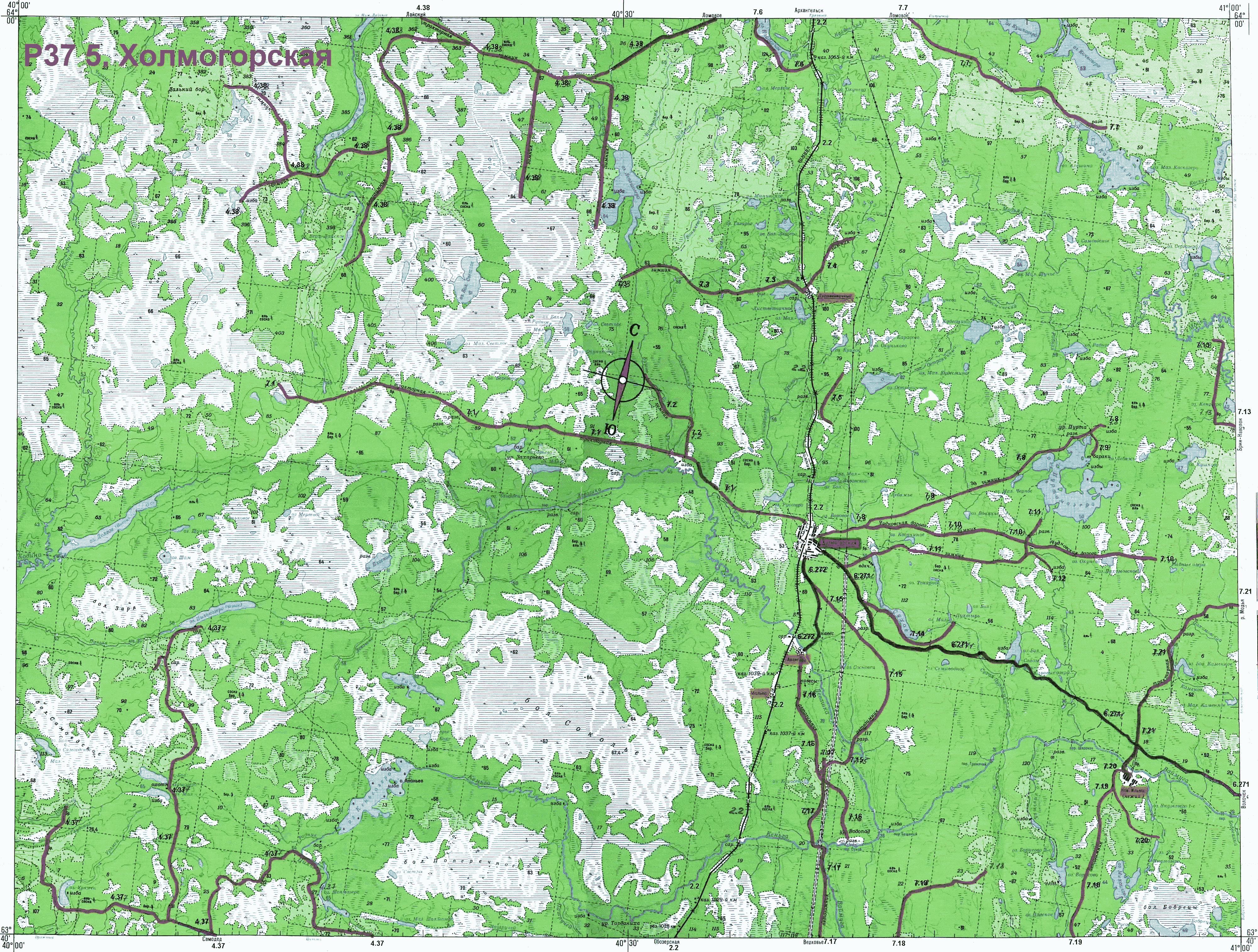Подробная карта холмогорского района архангельской области подробная