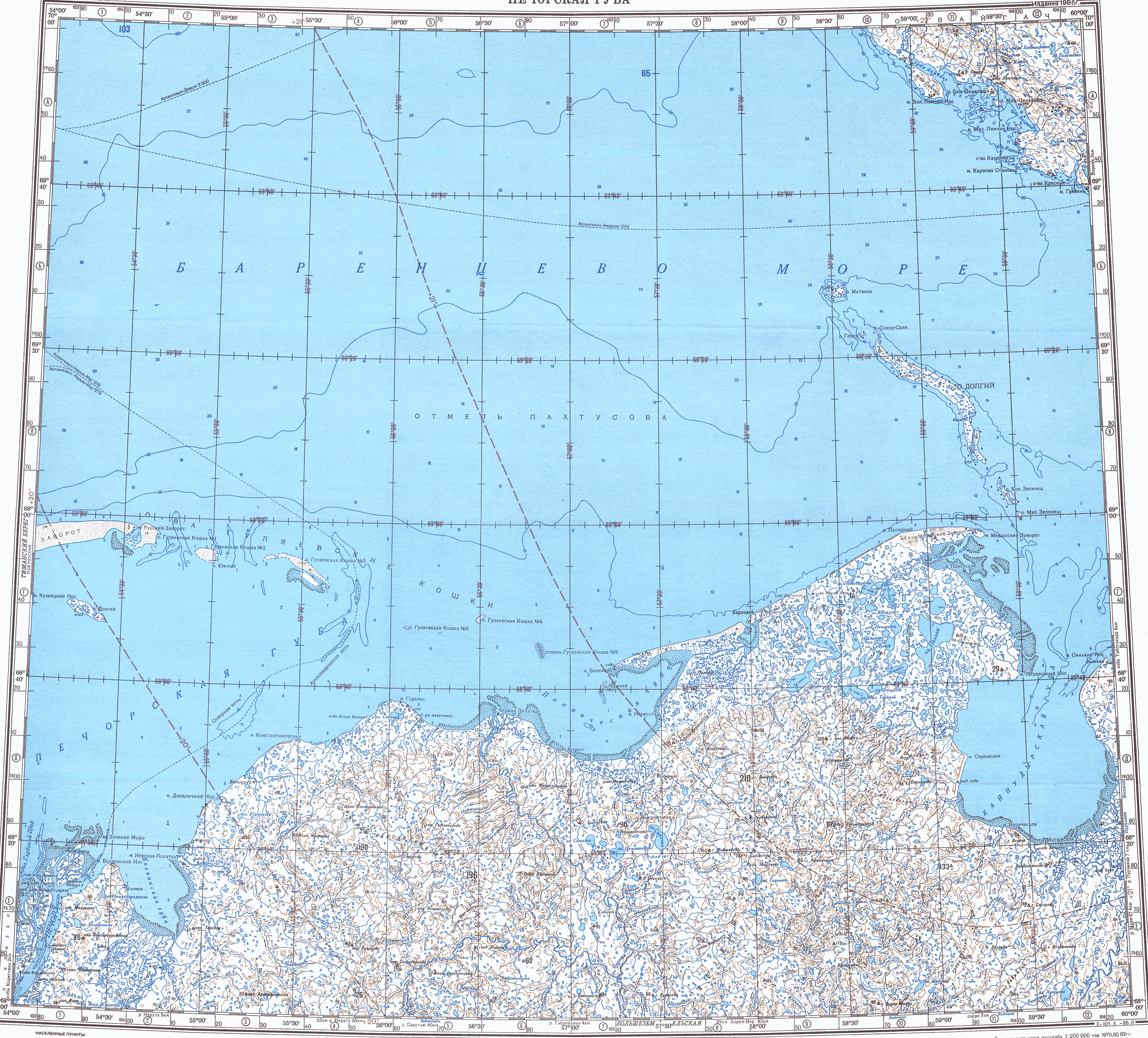 Карта глубин белого моря